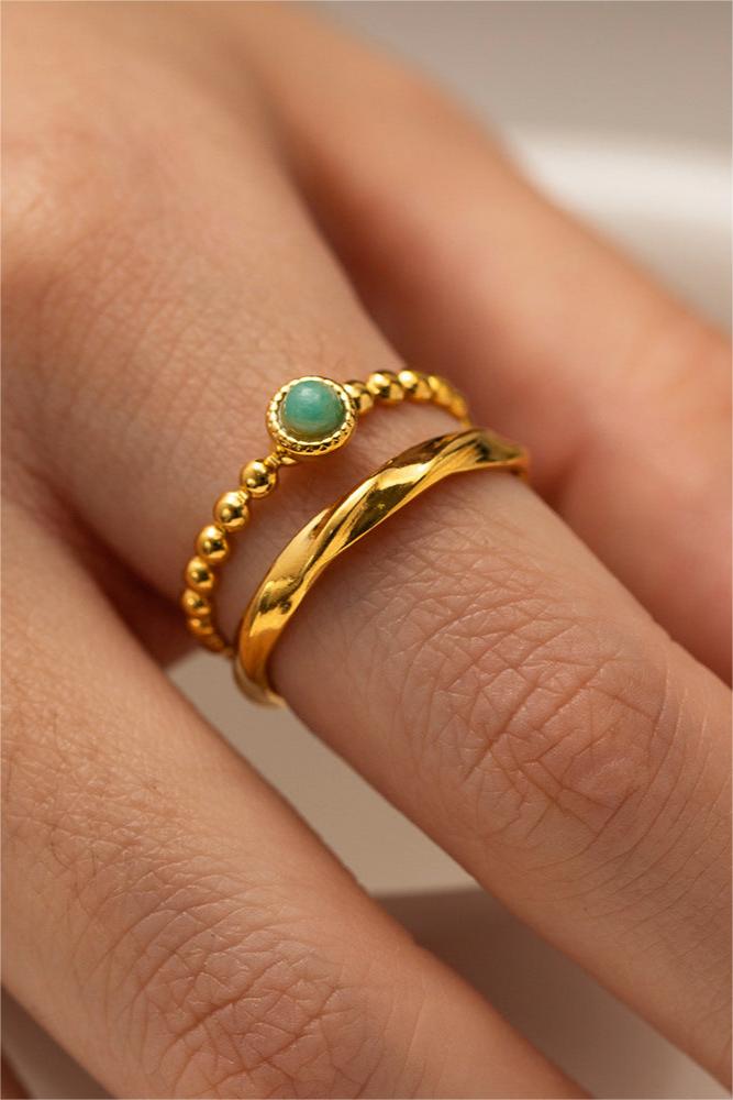 Natural Stone Metal Ring