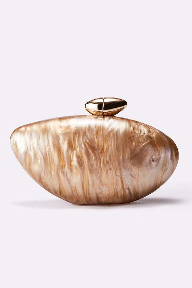 Acrylic Metal Button Clutch Bag