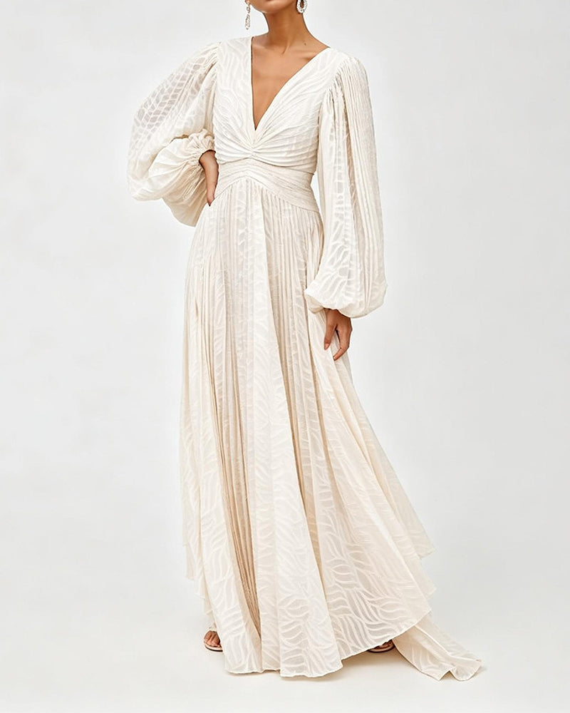Maya White Twist-front Jacquard Dress