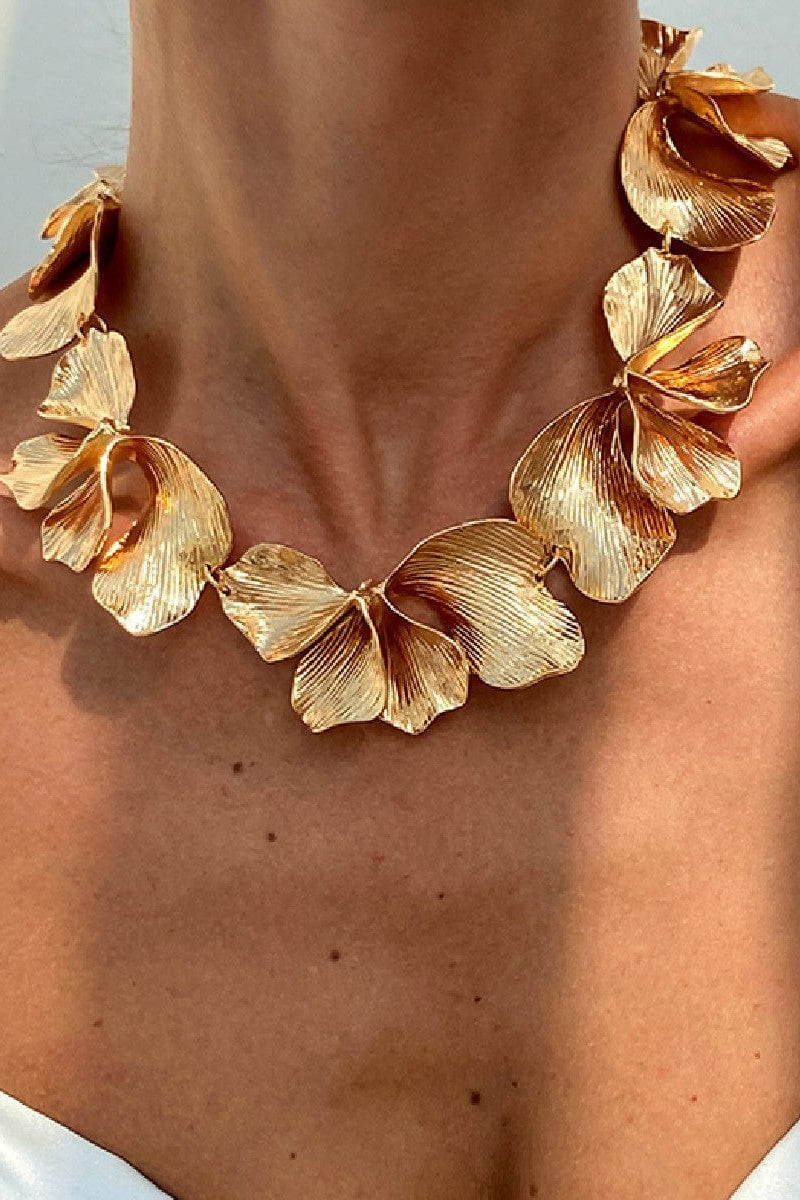 Textured Flower Petal Necklace