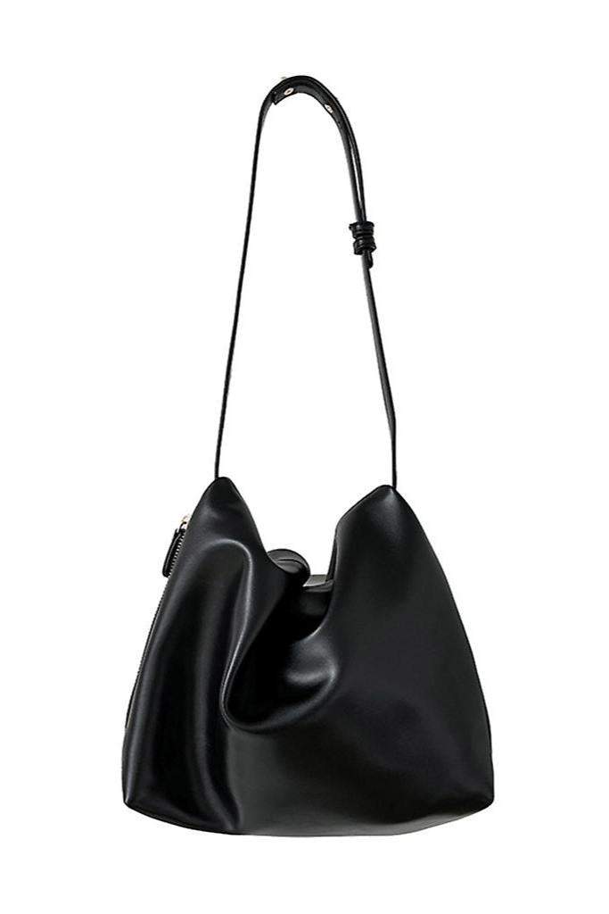 Solid Faux Leather Side Zipper Bag