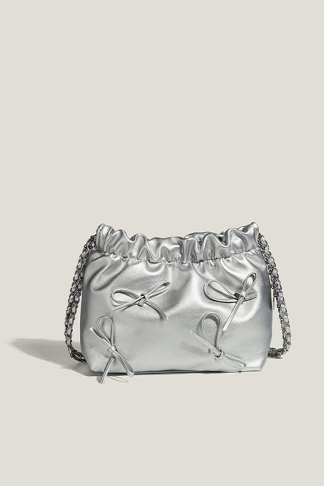Bow Pleated Shoulder Bag