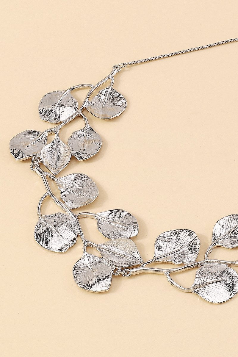 Textured Gingkgo Leaf Necklace